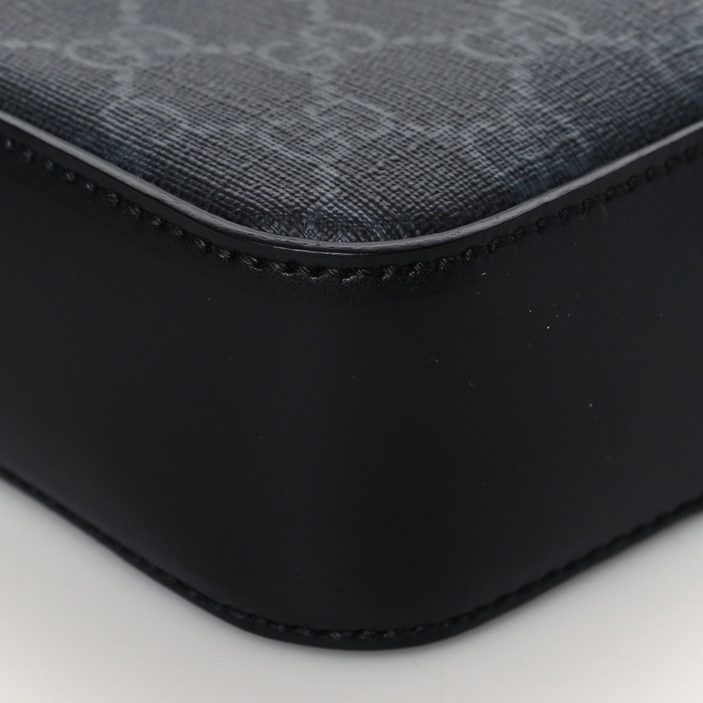 GG Supreme Monogram Appia Calfskin Web Small Camera Messenger Bag Black Grey