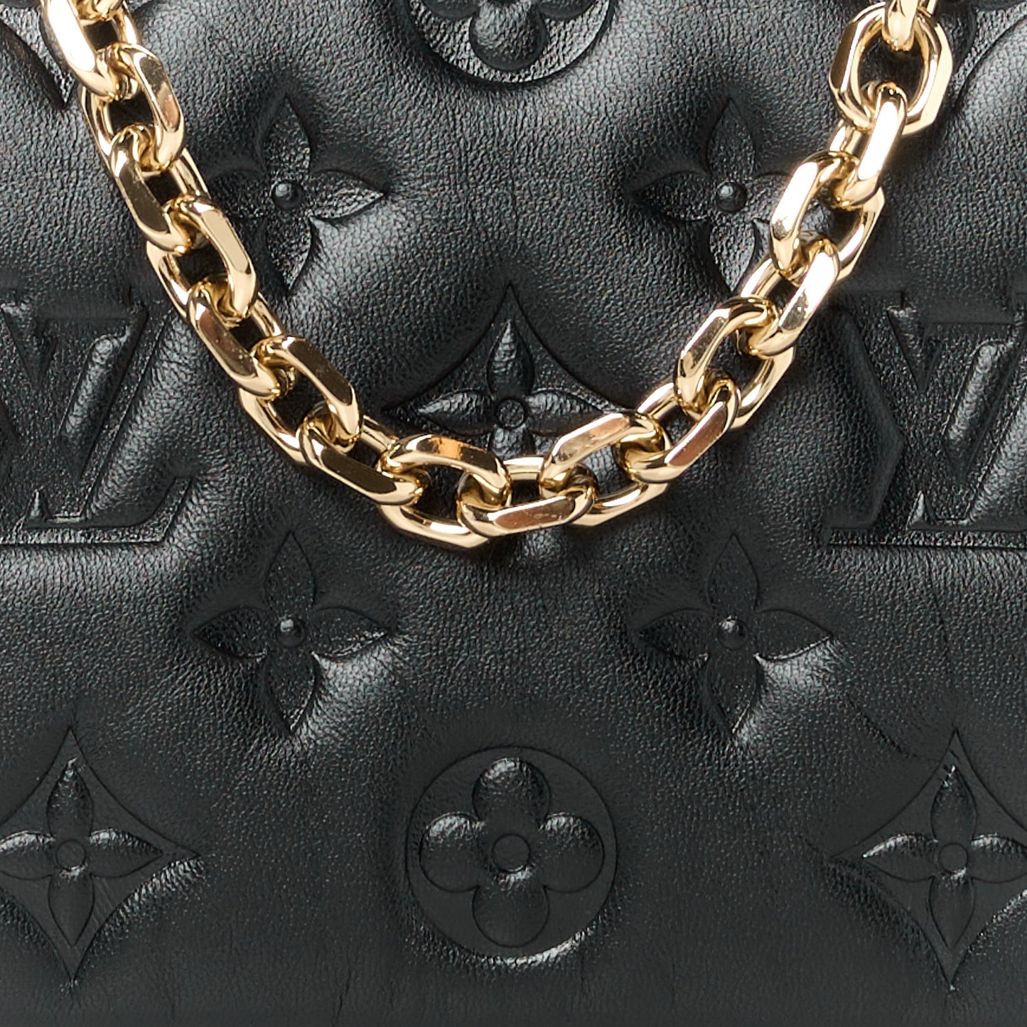 Lambskin Embossed Monogram Pochette Coussin Black