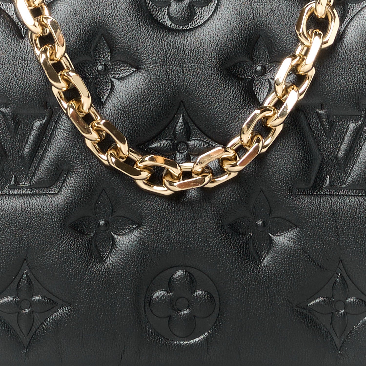 Louis Vuitton Lambskin Embossed Monogram Pochette Coussin Black 8 of 10