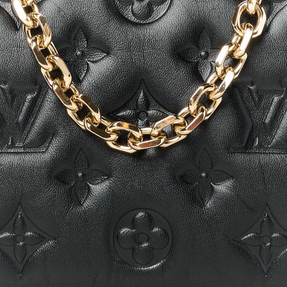 Louis Vuitton Lambskin Embossed Monogram Pochette Coussin Black 8 of 10