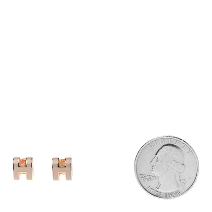 Hermes Rose Gold Lacquered Mini Pop H Earrings Marron Glace 2 of 4