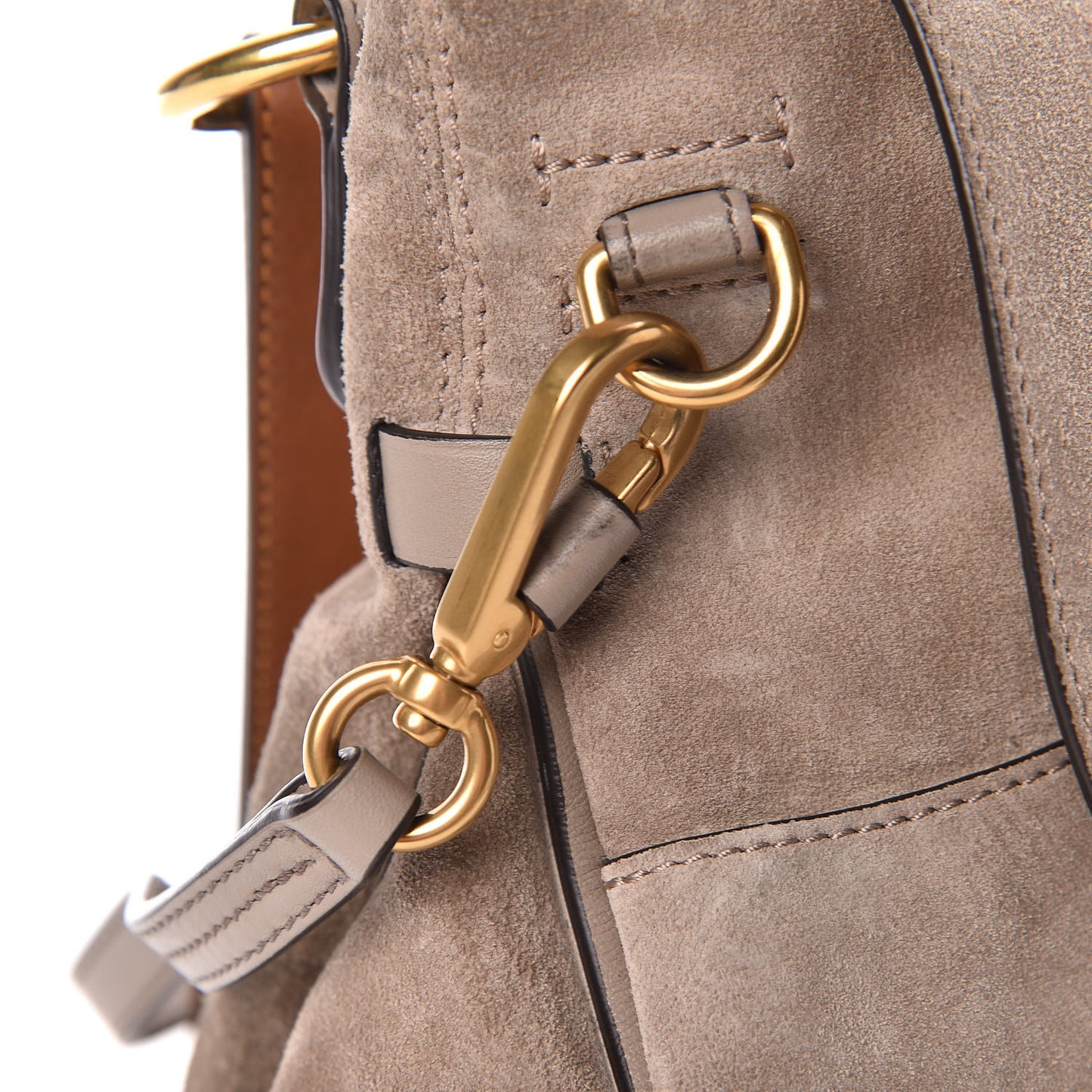 Suede Calfskin Small Lexa Shoulder Bag Motty Grey