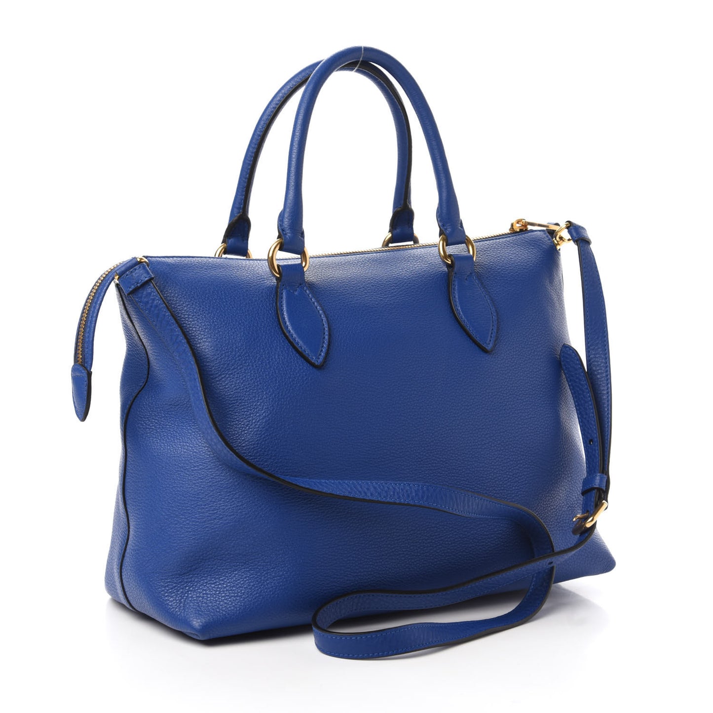 Vitello Daino Shopping Tote Azzurro