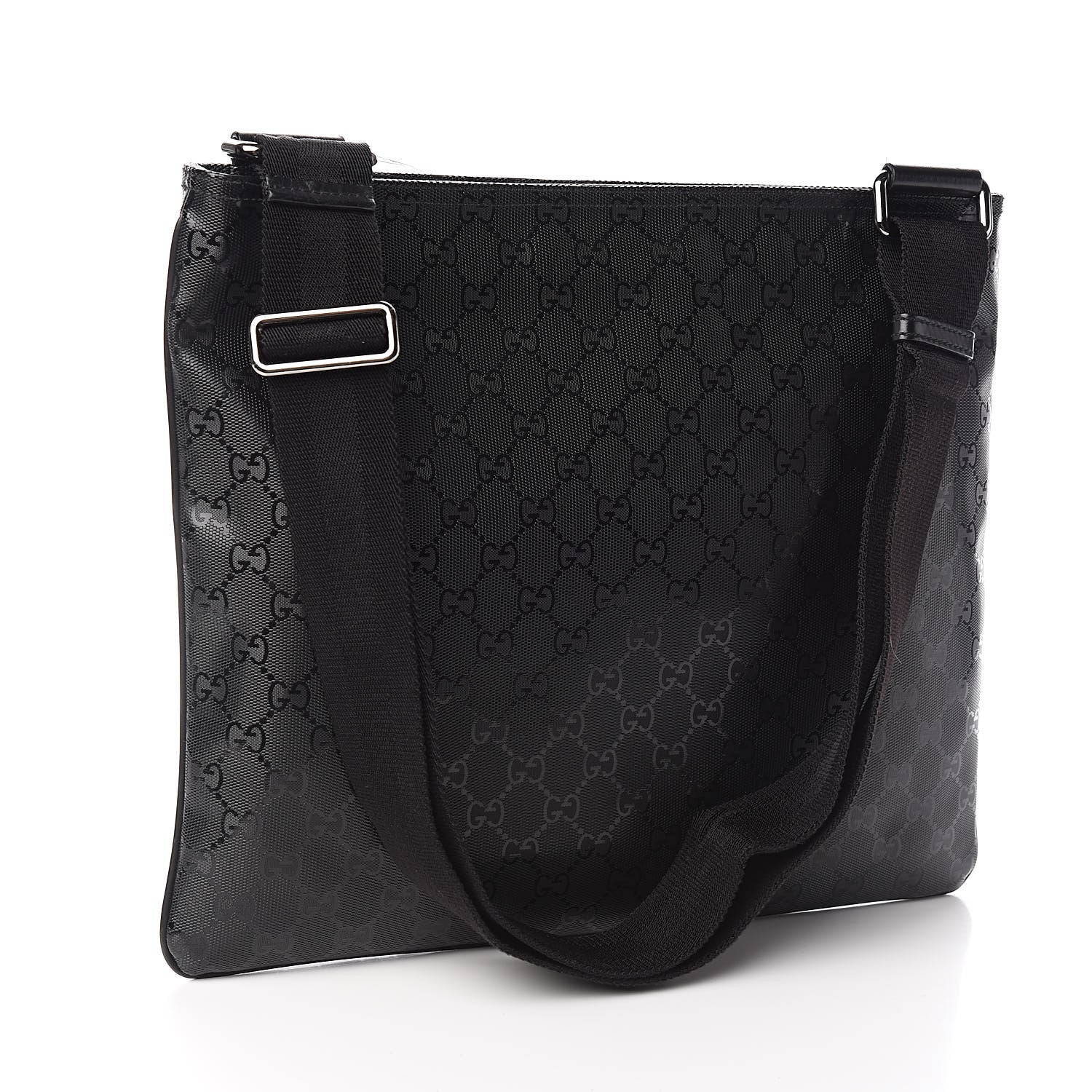 Gucci Imprime Monogram Medium Flat Messenger Bag Black 3 of 12