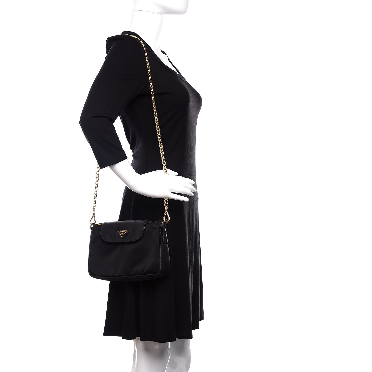 Prada Tessuto Nylon Saffiano Crossbody Bag Black 2 of 9