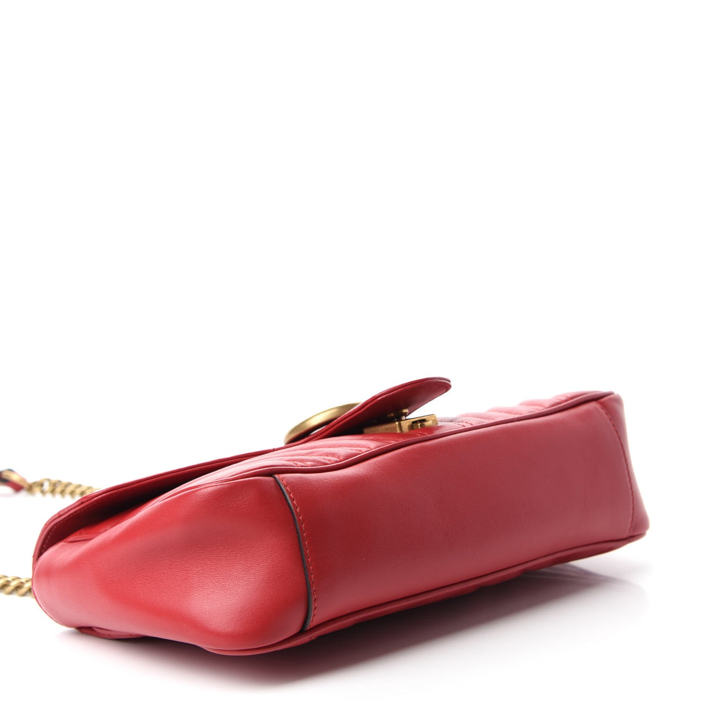 Calfskin Matelasse Small GG Marmont Shoulder Bag Hibiscus Red