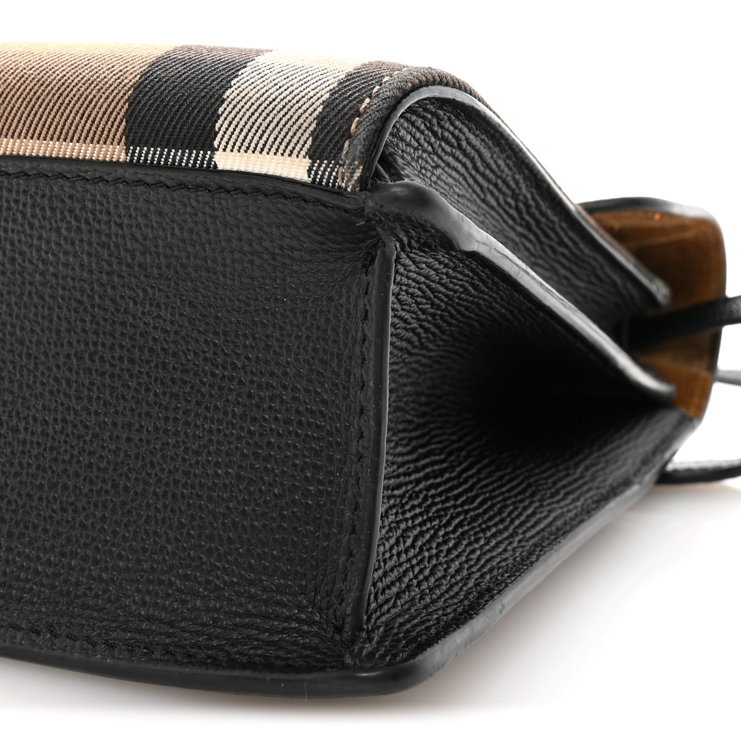 Burberry Derby Calfskin House Check Small Macken Crossbody Bag Black Black 10 of 10