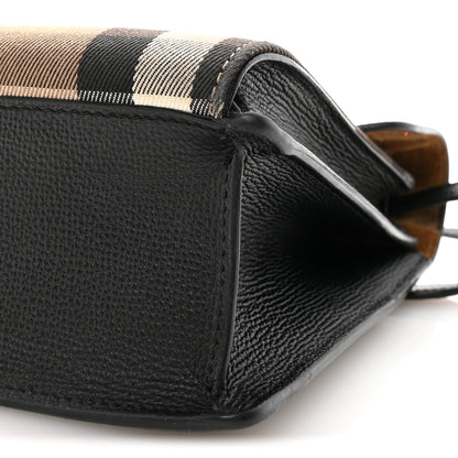 Burberry Derby Calfskin House Check Small Macken Crossbody Bag Black Black 10 of 10