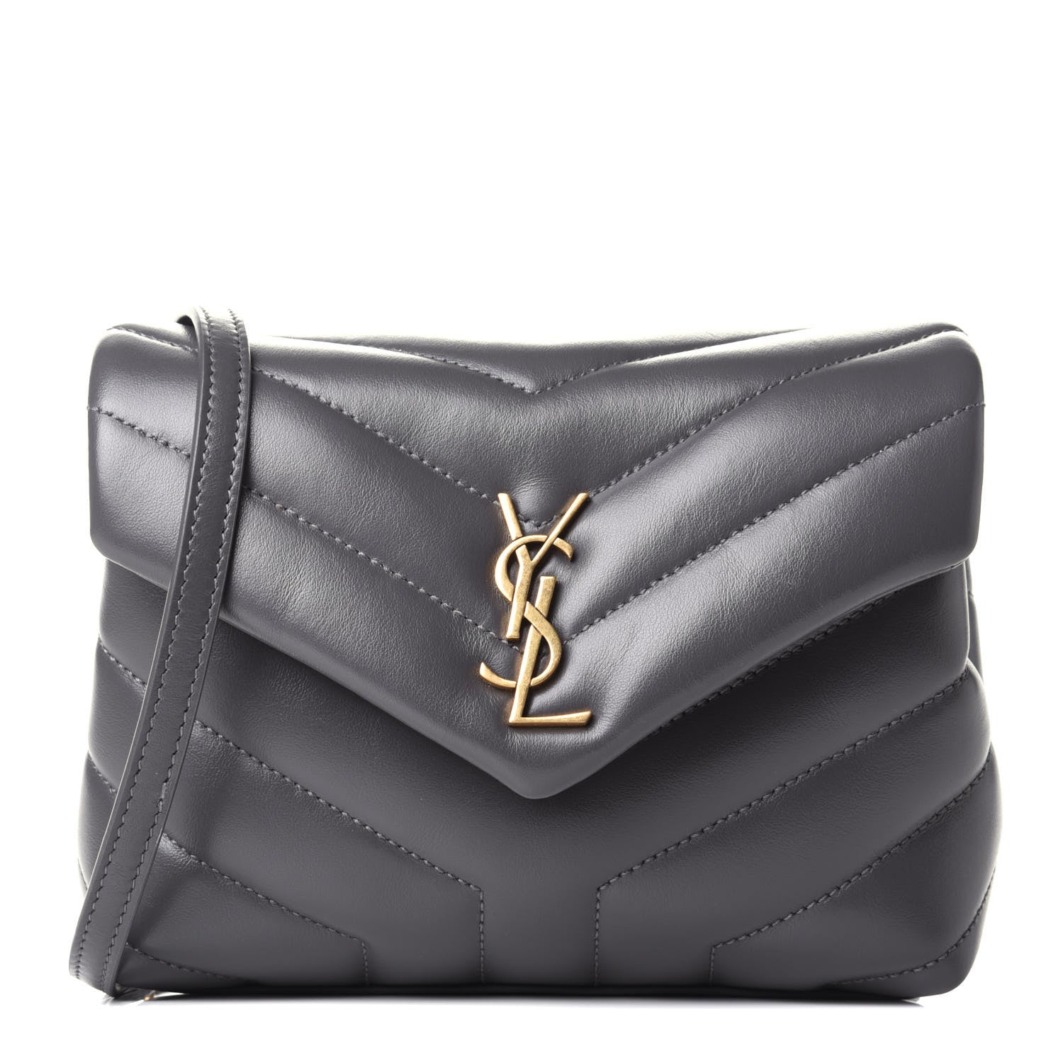 Saint Laurent Calfskin Y Quilted Monogram Toy Loulou Crossbody Bag Storm 1 of 4
