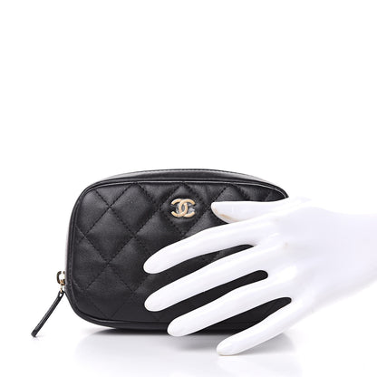 Chanel Lambskin Quilted Small Curvy Pouch Cosmetic Case Black 2 of 8