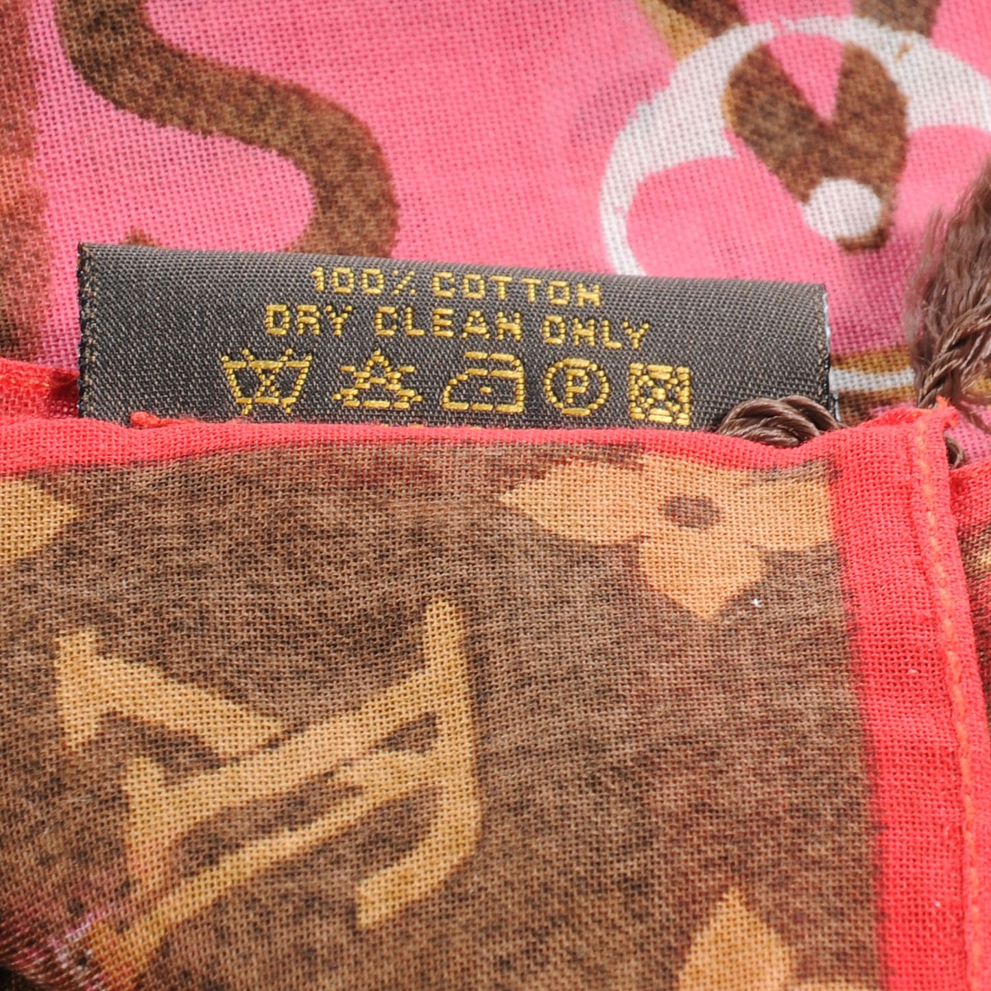 Cotton Monogram Pulp Bandana Square Scarf Rose