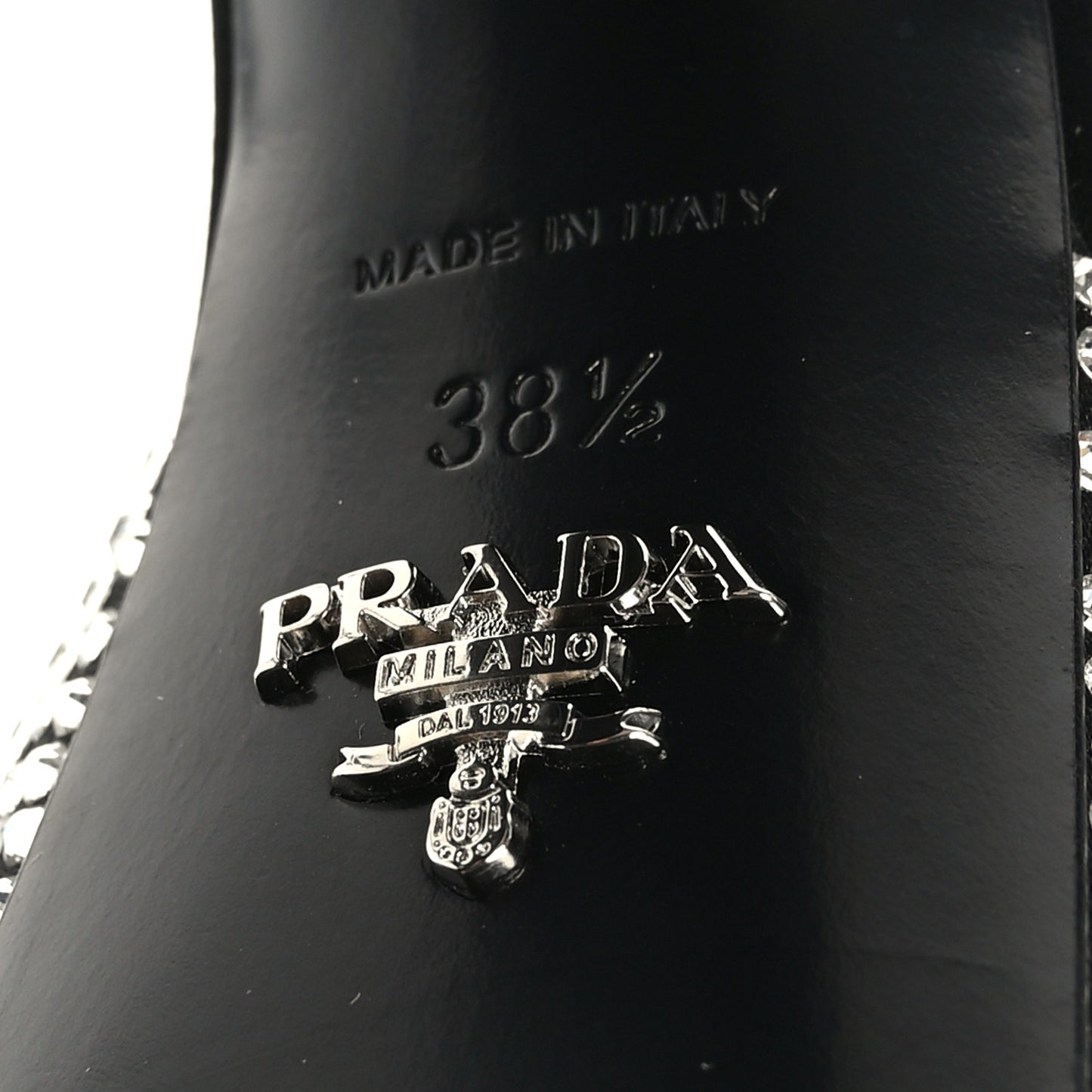 Satin Crystal Triangle Logo 40/135mm Platform Sandals 38.5 Black