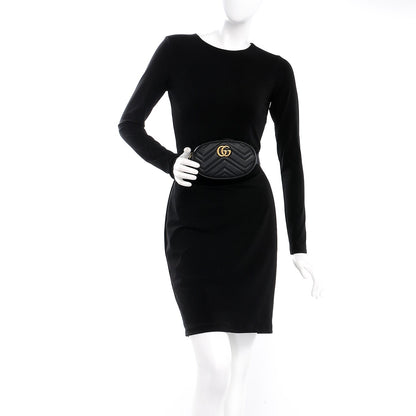 Gucci Calfskin Matelasse GG Marmont Belt Bag 95 38 Black 2 of 8