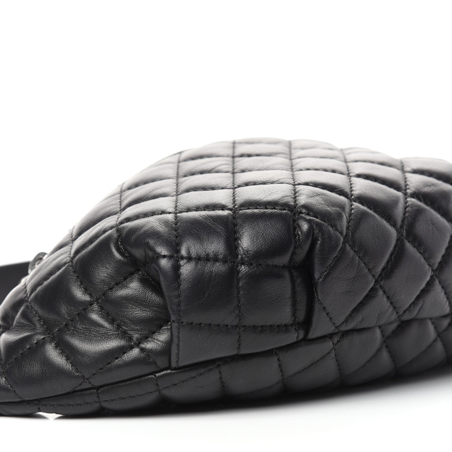 Chanel Lambskin Quilted Banane Waist Bag Fanny Pack Black 7 of 9
