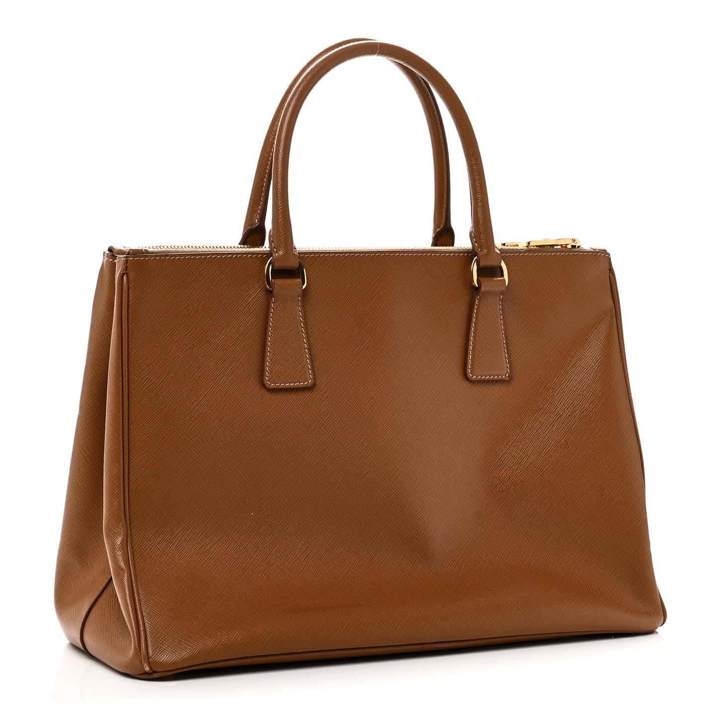 Saffiano Lux Galleria Front Pocket Tote Caramel