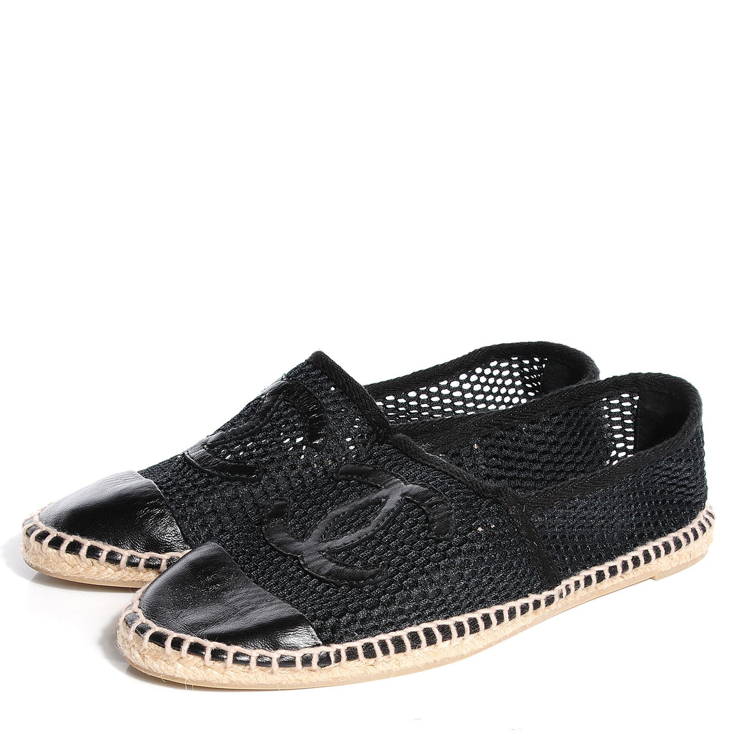 Chanel Mesh Lambskin Espadrilles 38 Black 3 of 4