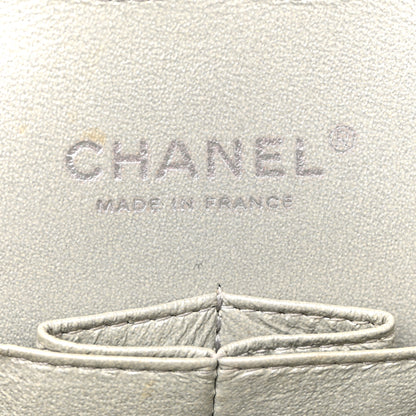 Chanel Metallic Patent Crumpled Calfskin Chevron Quilted Medium Double Flap Silver 6 of 15