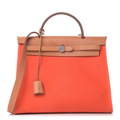 Hermes Vache Hunter Toile Herbag Zip 31 PM Capucine Fauve 3 of 20
