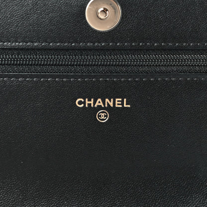 Chanel Lambskin Quilted Pearl Wallet On Chain WOC Black 8 of 13