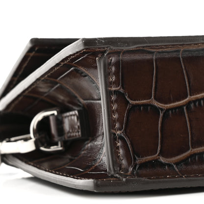 Jacquemus Calfskin Crocodile Embossed Le Chiquito Long Dark Brown 8 of 9