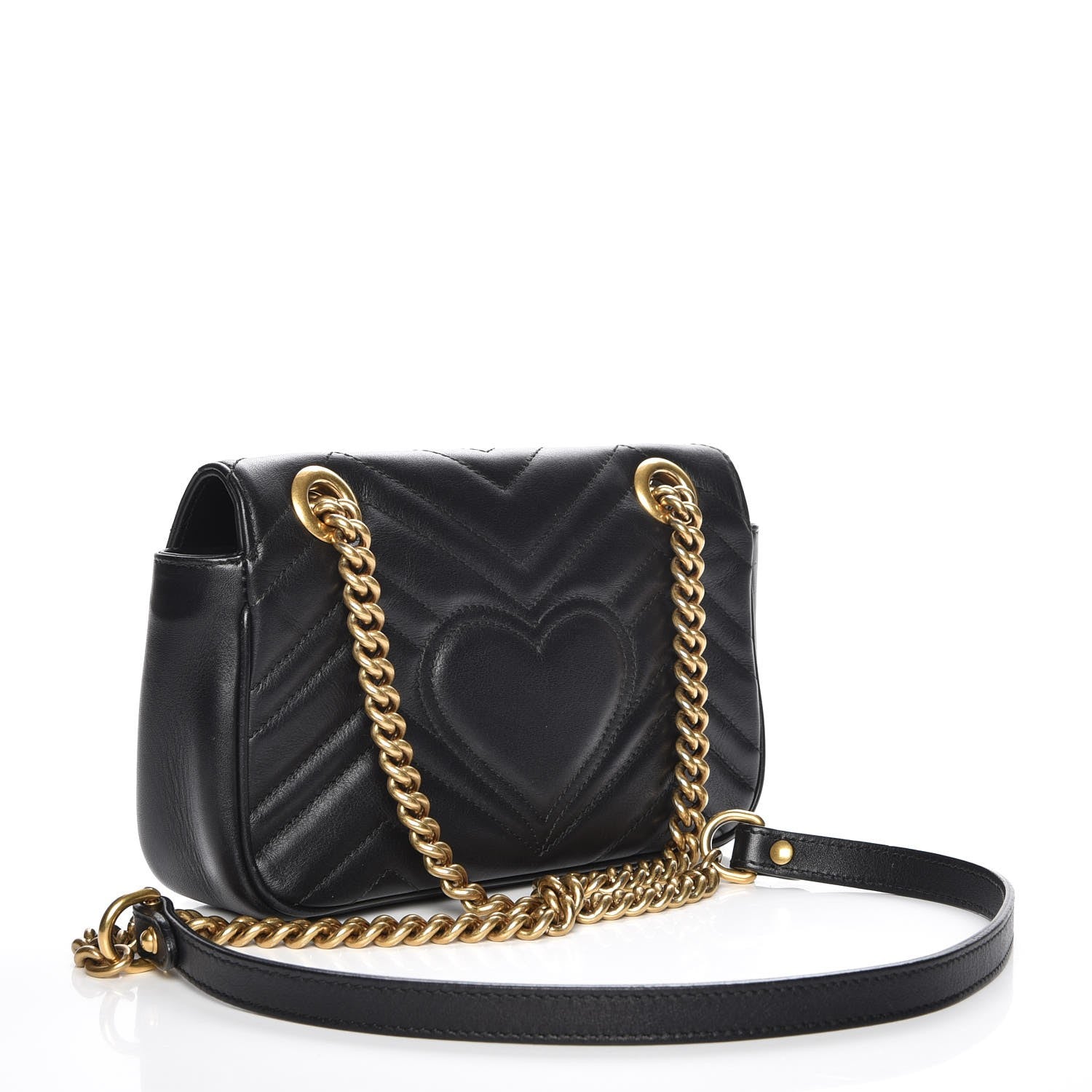 Gucci Calfskin Matelasse Mini GG Marmont Shoulder Bag Black 3 of 9