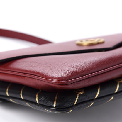 Gucci Calfskin Diagonal GG Medium Thiara Double Envelope Shoulder Bag Black Red 7 of 11