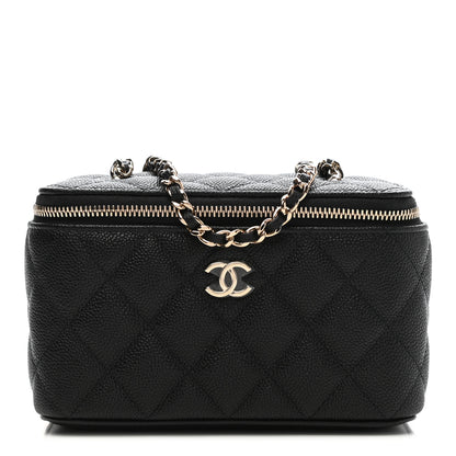 Chanel Caviar Quilted Small Tiny CC Vanity Case With Chain Black 1 of 9