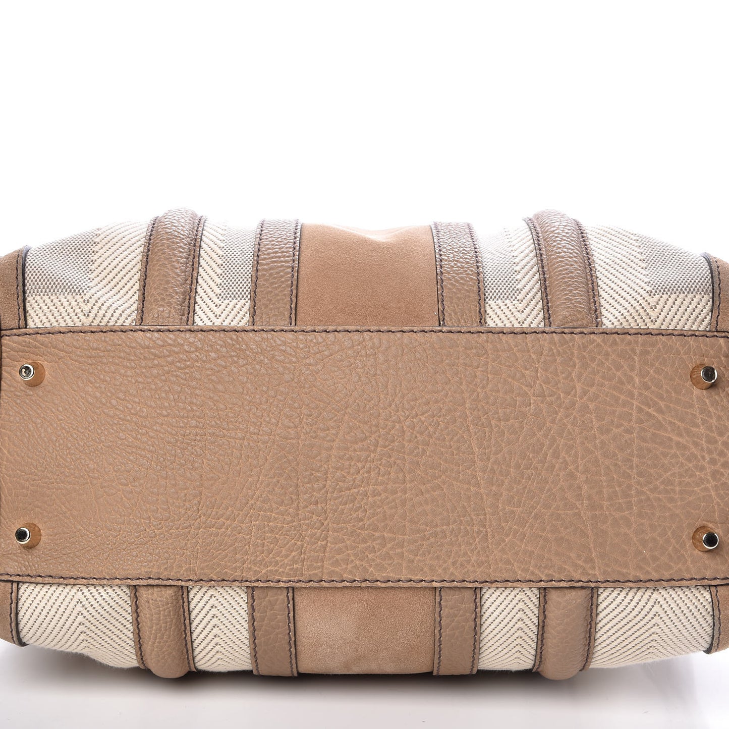 Canvas Calfskin Satchel Beige