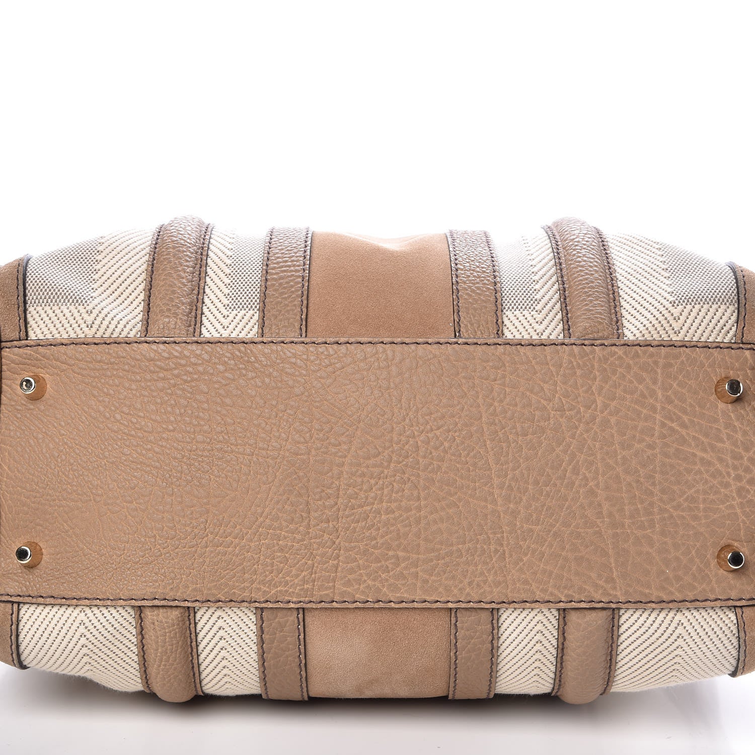 Burberry Canvas Calfskin Satchel Beige 10 of 10