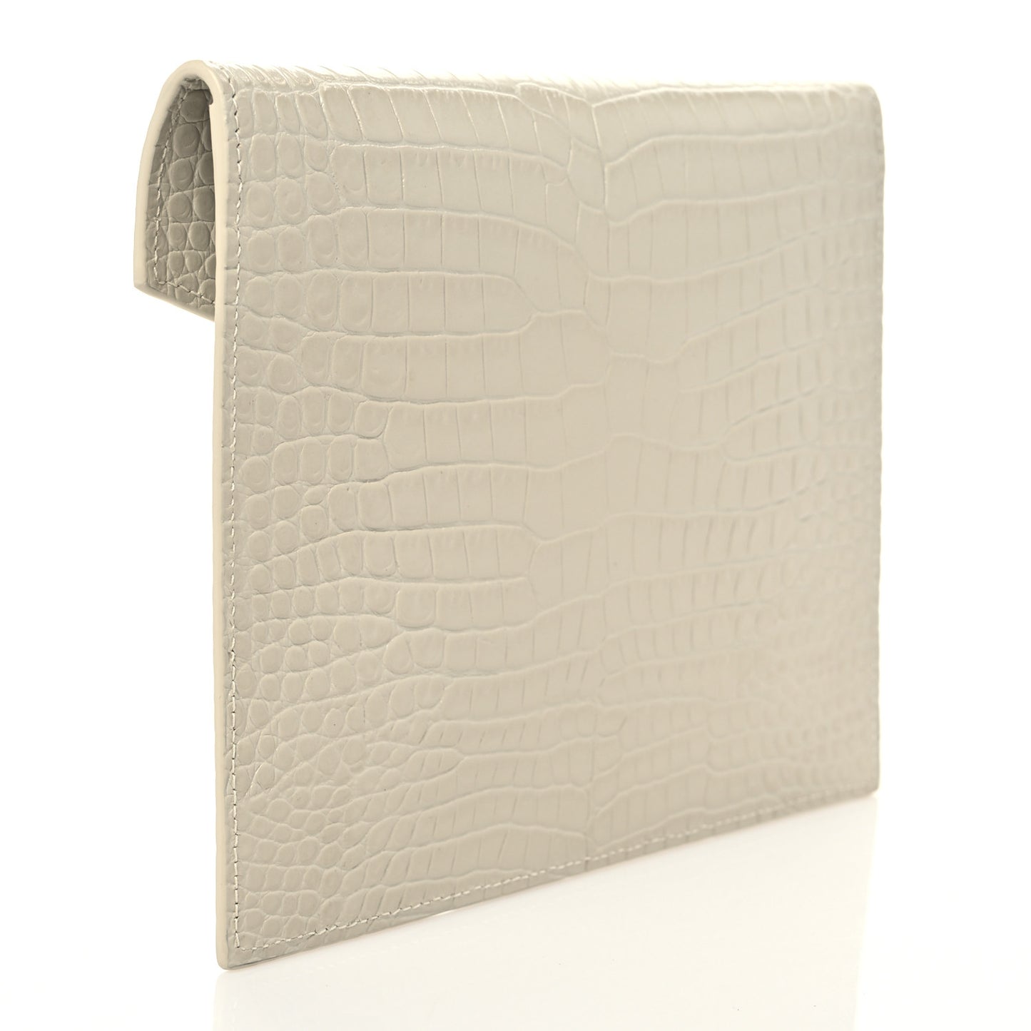 Calfskin Crocodile Embossed Monogram Uptown Baby Pouch Perle