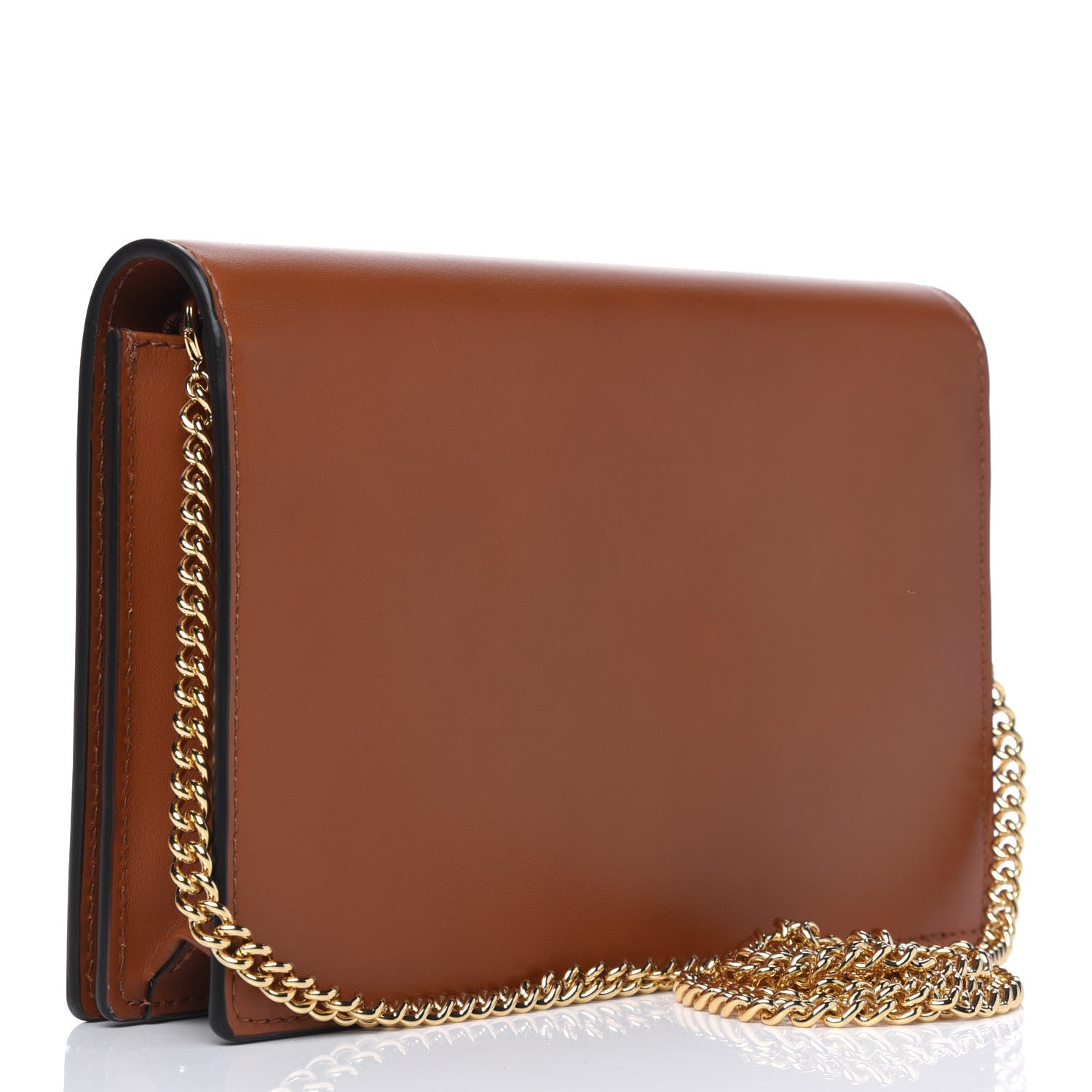 Fendi Vitello King Tamponato Logo Embossed Medium Wallet On Chain Cuoio 3 of 12