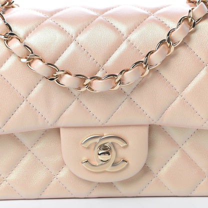 Chanel Iridescent Calfskin Quilted Mini Rectangular Flap Beige 8 of 12