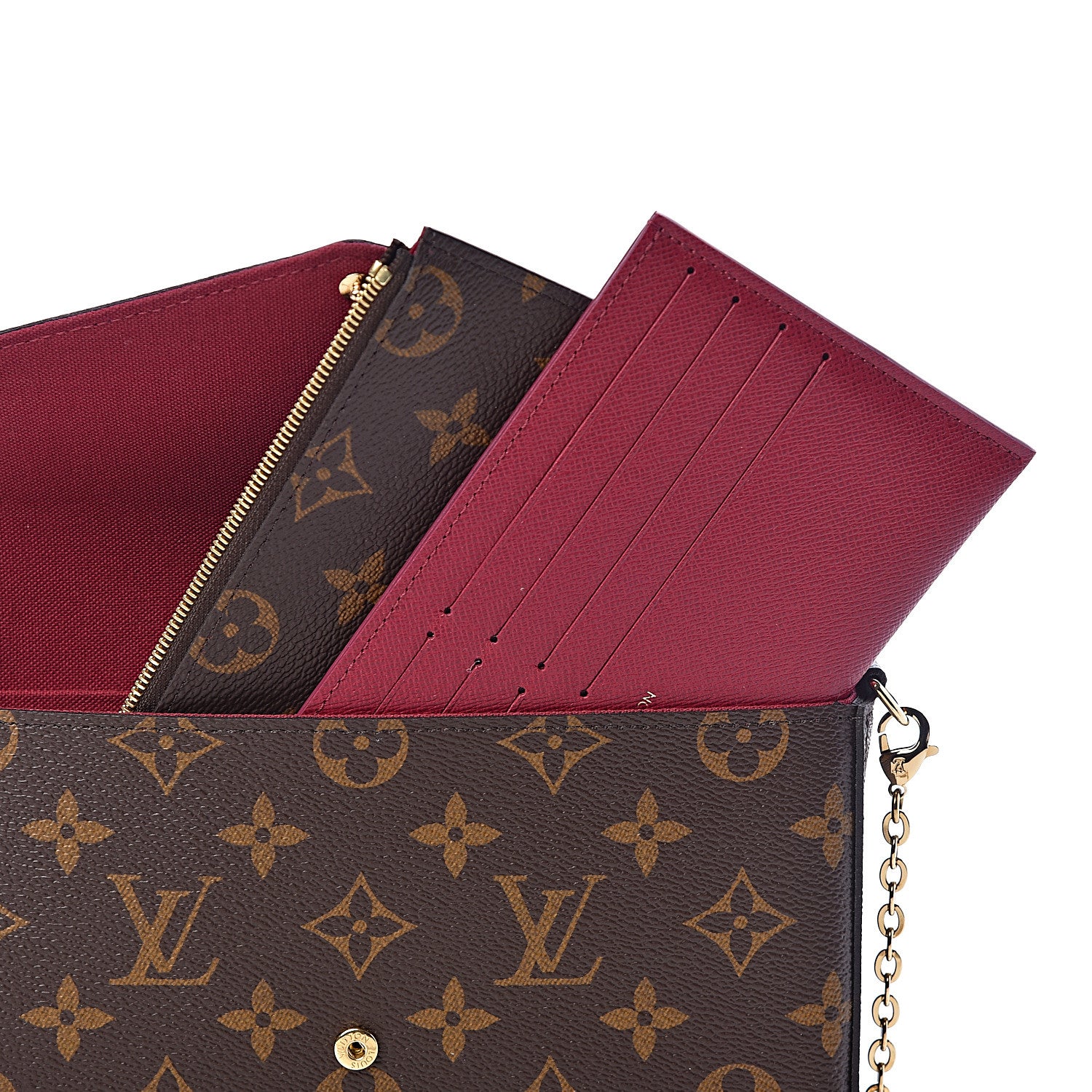 Louis Vuitton Monogram Pochette Felicie Chain Wallet Fuchsia 7 of 10