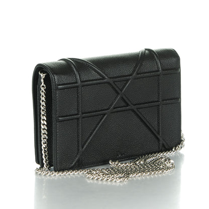 Christian Dior Grained Calfskin Diorama Wallet on Chain Pouch Black 3 of 8
