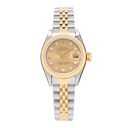 Rolex Stainless Steel 18K Yellow Gold Diamond 26mm Oyster Perpetual Datejust Watch Champagne 69173 1 of 4