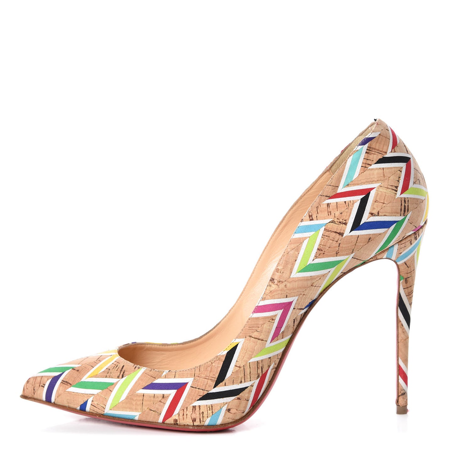 Cork Chevron Print Pigalle Follies 100 Pumps 41.5 Multicolor