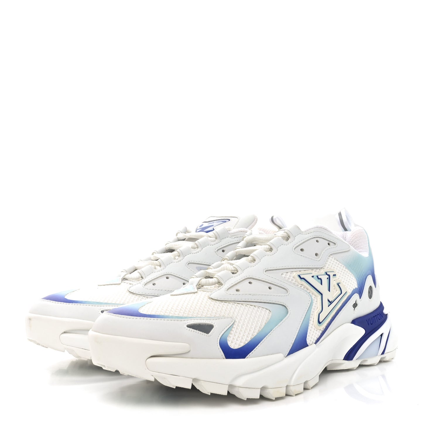 Calfskin Mesh Mens LV Runner Tatic Sneakers 11 Blue