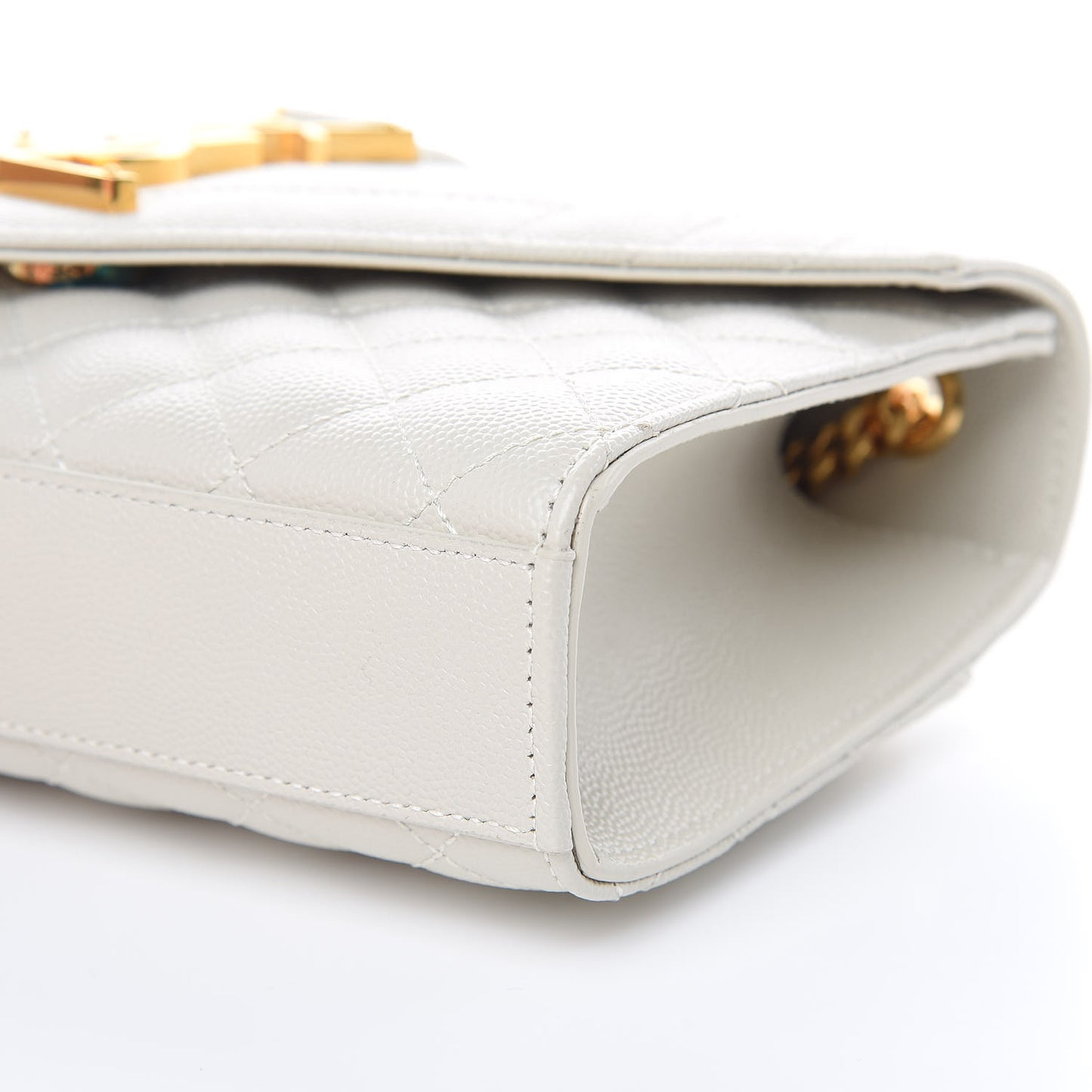 Grain De Poudre Textured Mixed Matelasse Triquilt Small Monogram Satchel Crema Soft