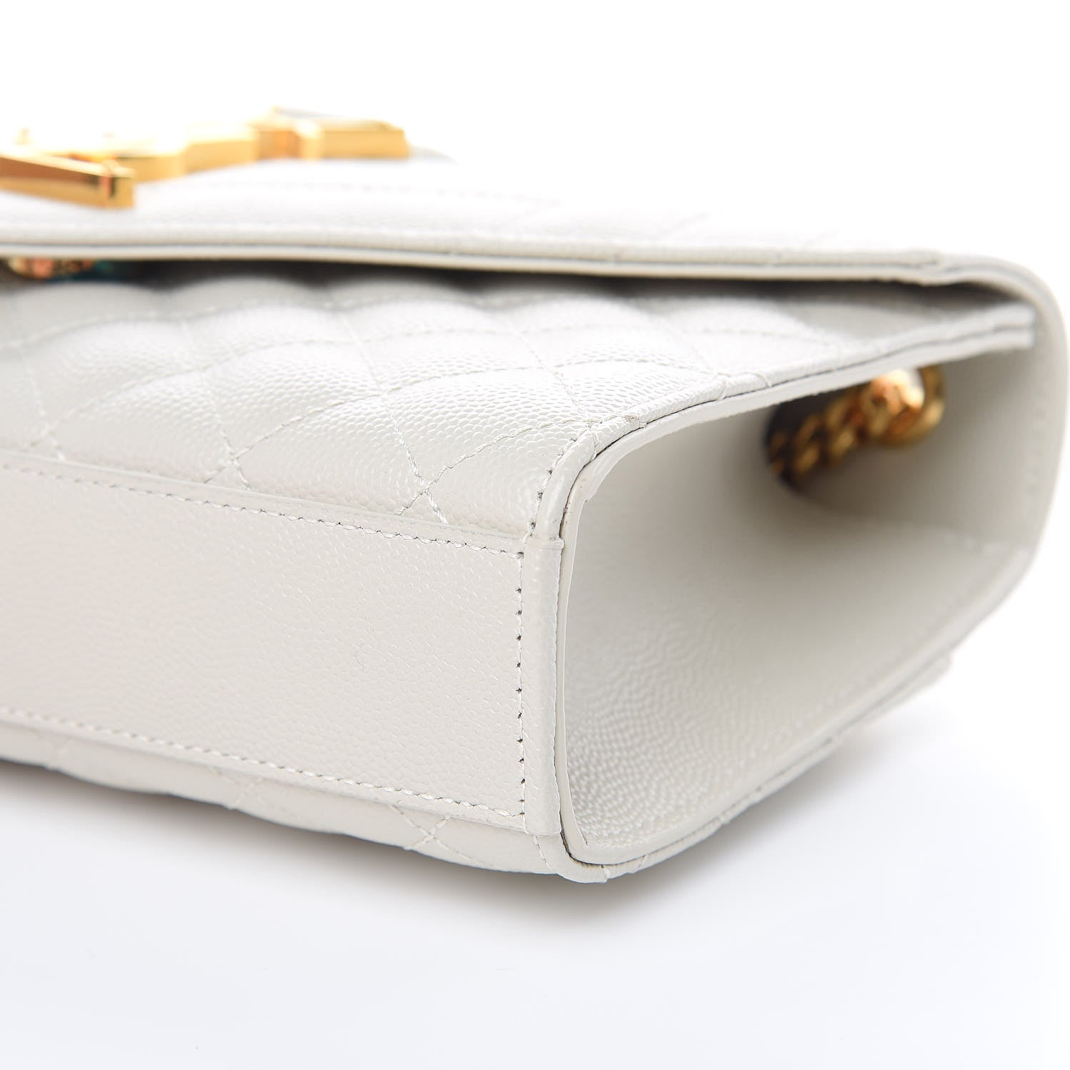 Saint Laurent Grain De Poudre Textured Mixed Matelasse Triquilt Small Monogram Satchel Crema Soft 9 of 11