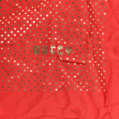 Gucci X SEGA Modal Cashmere GUCCY Stars Print Shawl Flame Red Gold 2 of 4