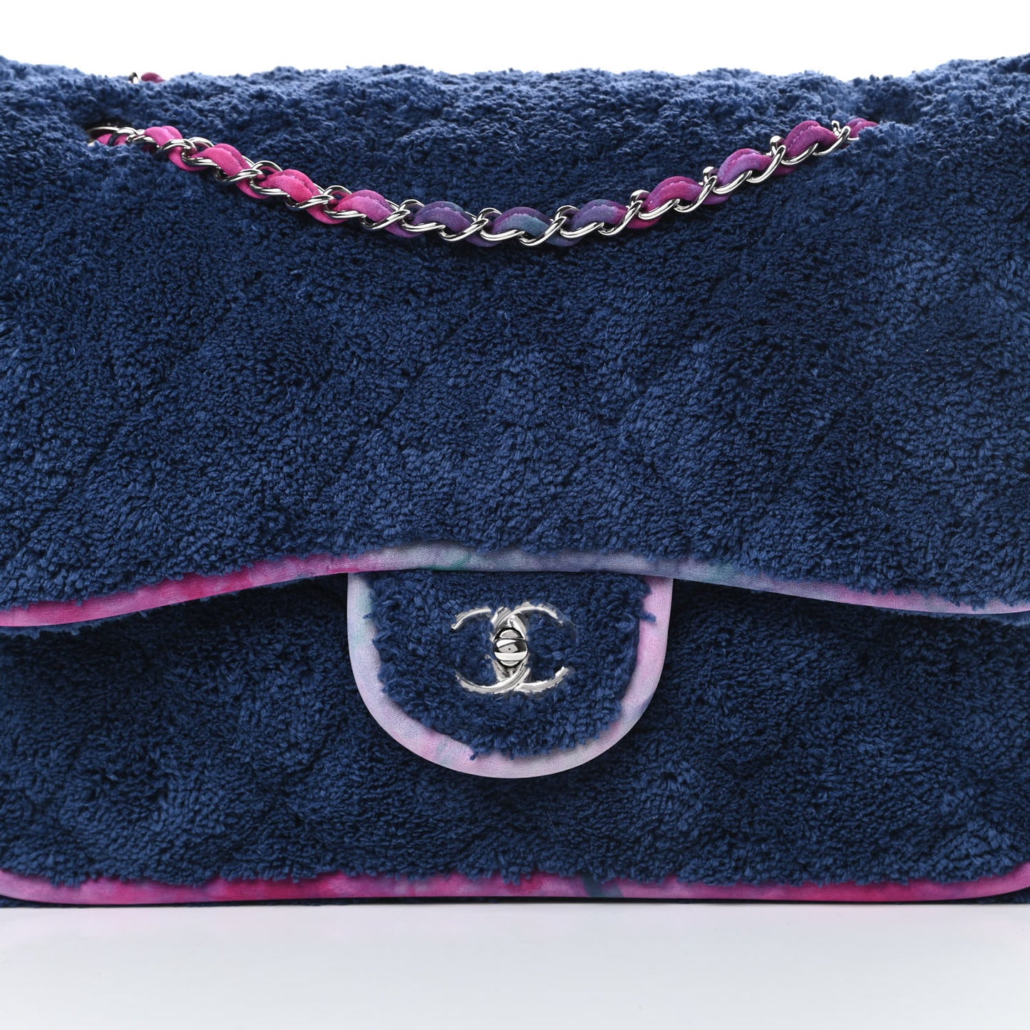 Mixed Fibers Quilted Large Flap Bag Navy Blue