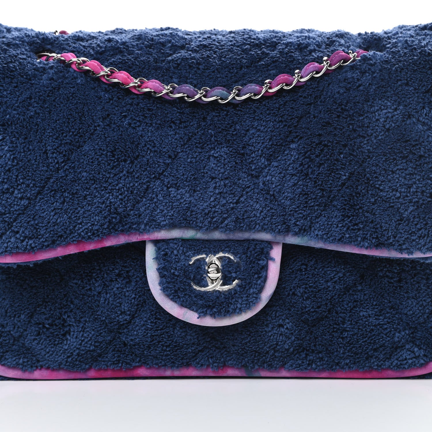 Chanel Mixed Fibers Quilted Large Flap Bag Navy Blue 8 of 11
