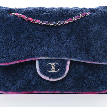 Chanel Mixed Fibers Quilted Large Flap Bag Navy Blue 8 of 11