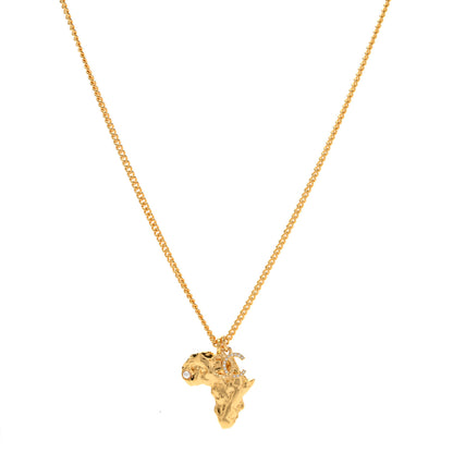 Chanel Crystal Pearl CC Africa Pendant Necklace Gold White 1 of 4