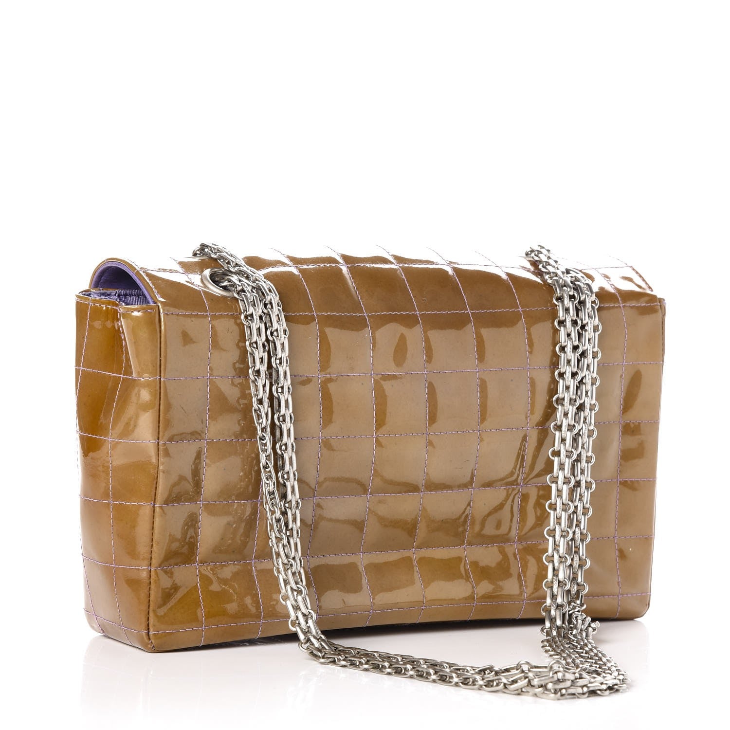 Chanel Patent Chocolate Bar Reissue Single Flap Dark Beige 3 of 14