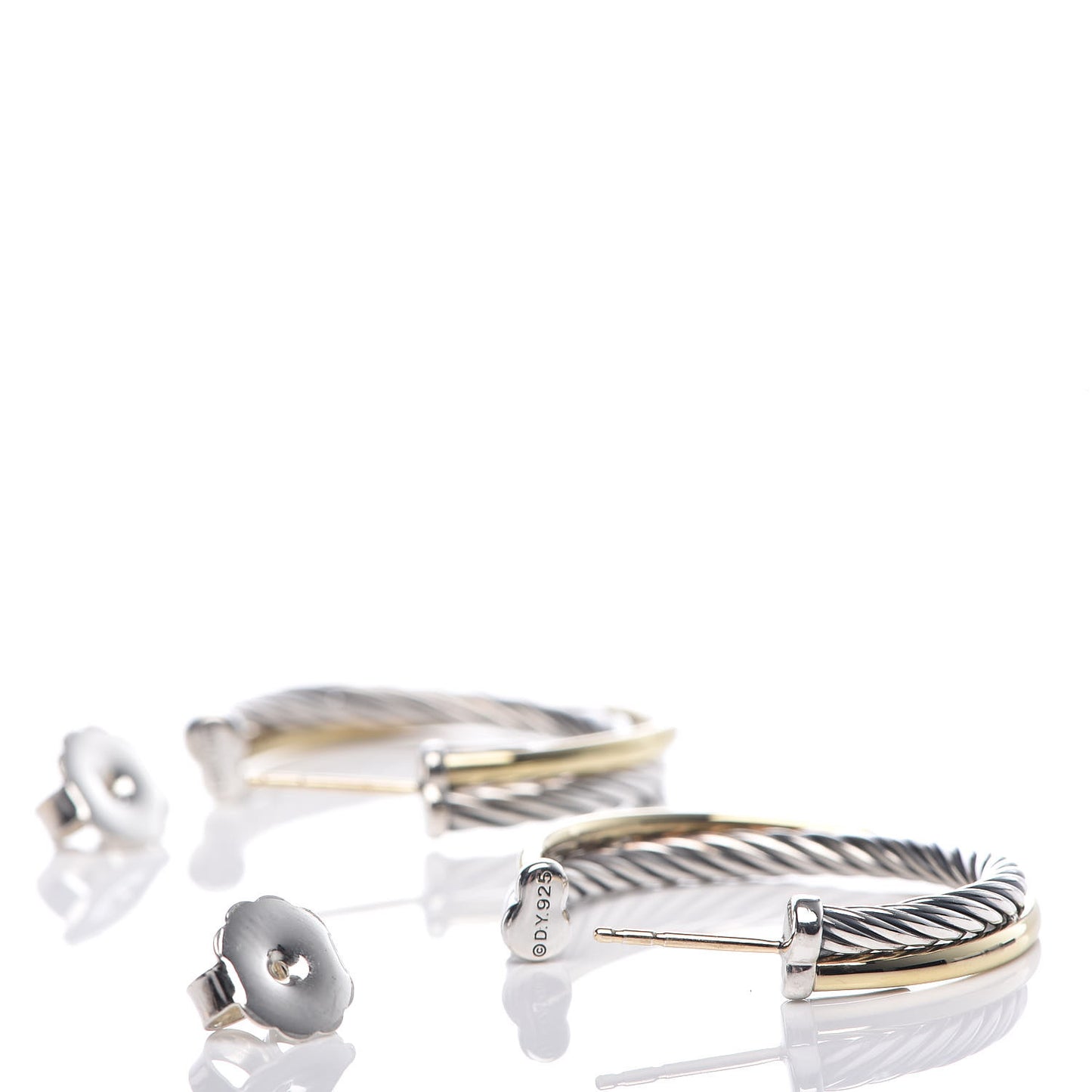 Sterling Silver 18K Yellow Gold 31mm Crossover Cable Hoop Earrings