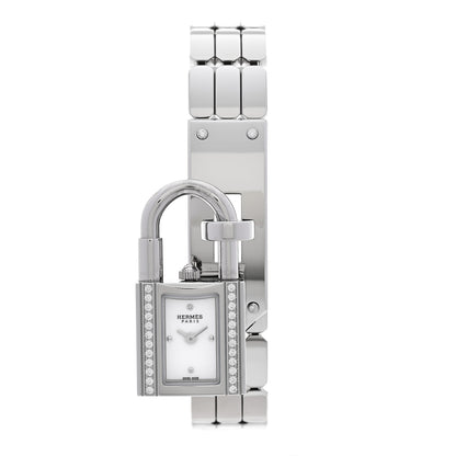 Hermes Stainless Steel Diamond 16mm Kelly Quartz Watch 1 of 8