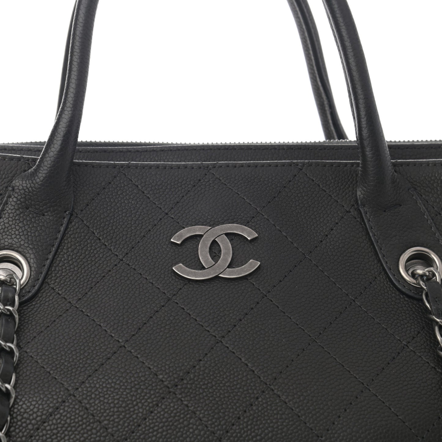 Grained Vegetal Calfskin Urban Shopping Tote Black