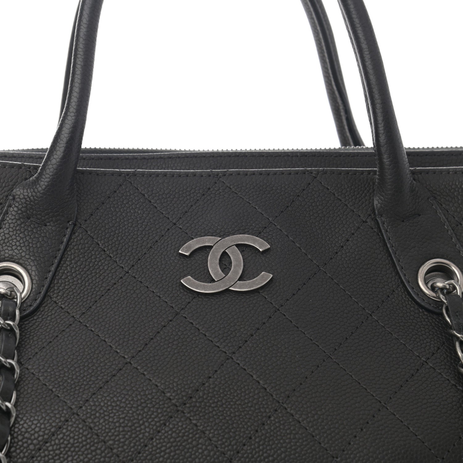 Chanel Grained Vegetal Calfskin Urban Shopping Tote Black 8 of 14