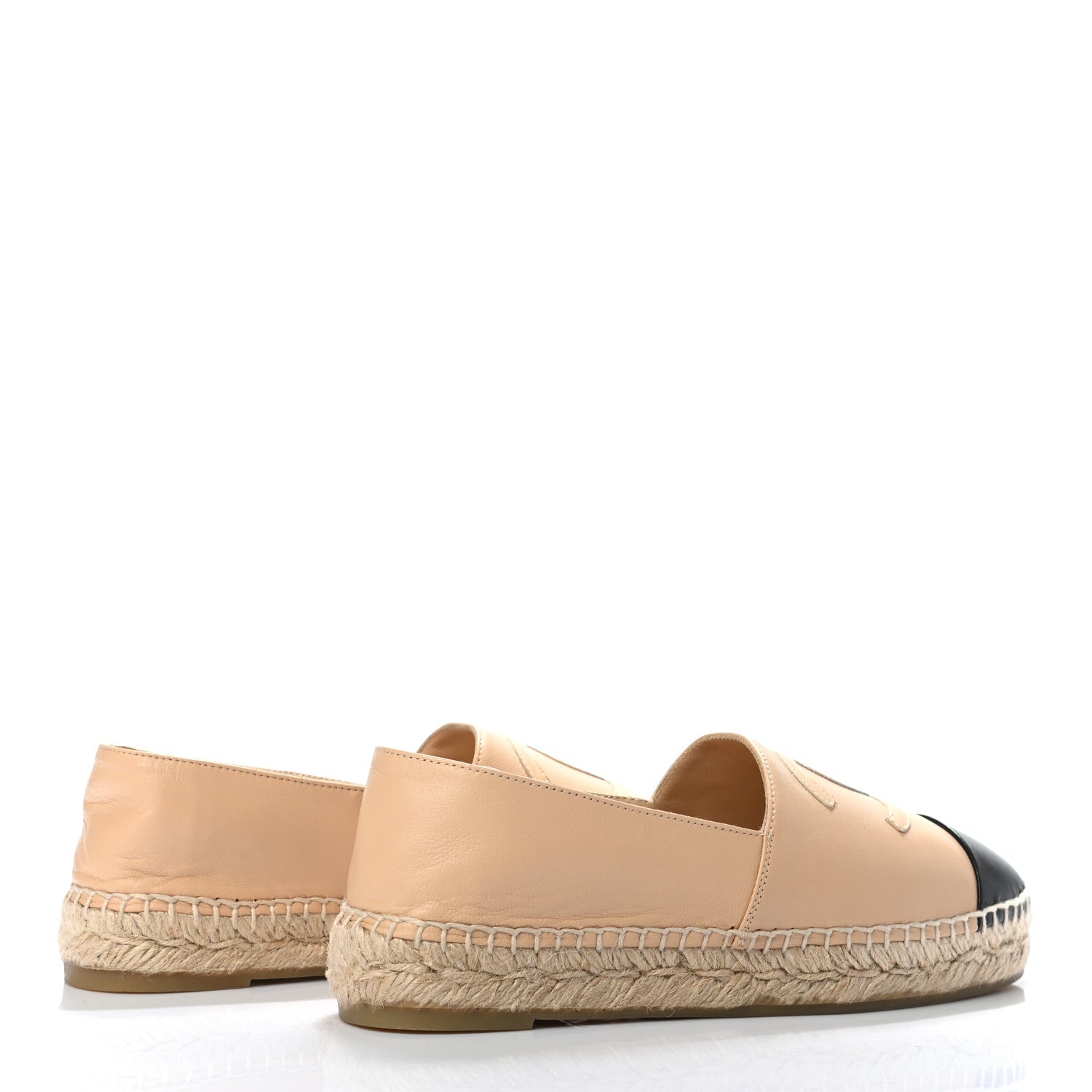 Chanel Lambskin CC Espadrilles 37 Beige Black 4 of 7